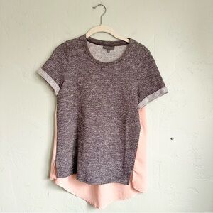Market & Spruce Women’s Two Tone Heathered‎ Gray Pink Short Sleeve Top Small EUC